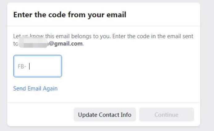Facebook注册时填写验证码